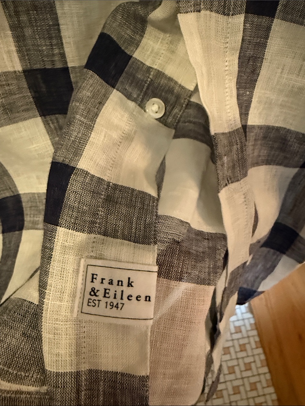Frank & Eileen Women’s Navy and White Check Button-Up Shirt Dress - Picture 6 of 8